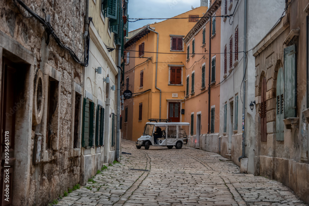Fototapeta premium Beautifully landscaped streets and small squares in Rovinj, Istria, Croatia