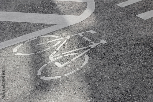 Bicycle signs on road outdo...