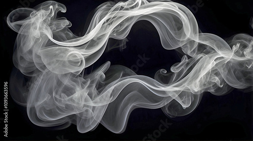 Abstract Swirling White Smoke Against A Deep Black Background Creating A Dramatic And Ethereal Visual Effect Full Of Movement