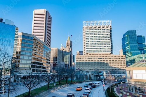 Holidy Traffic in Downtown Baltimore, Maryland USA