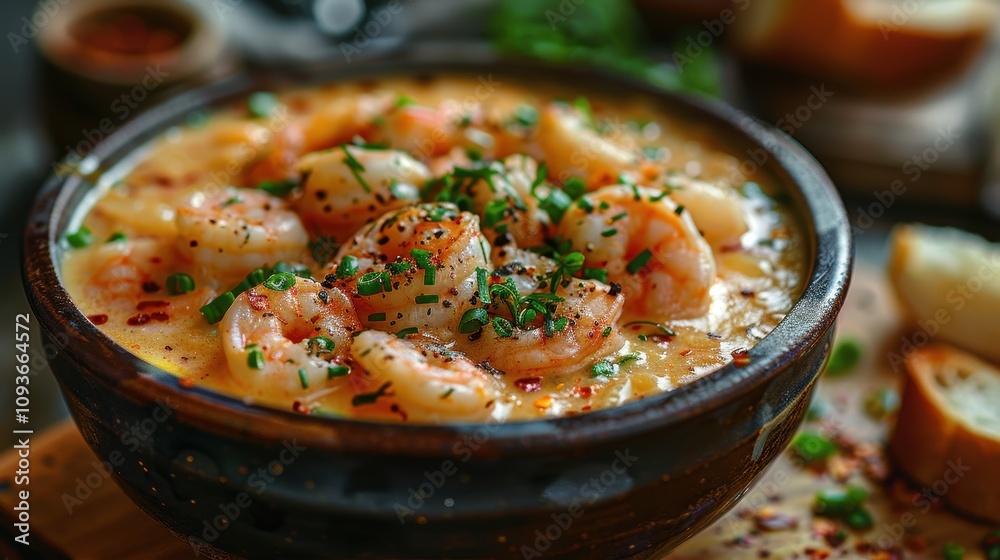 a bowl of creamy seafood bisque a bowl of creamy seafood bisque