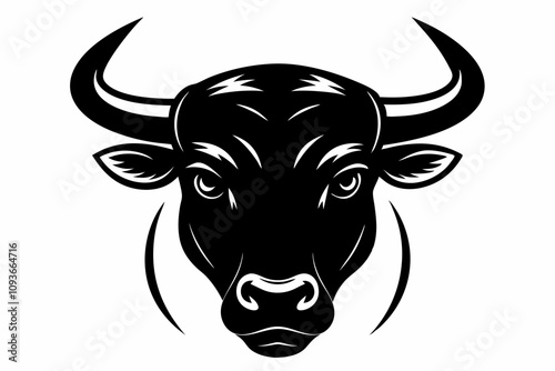 A cow head silhouette vector illustration. Ox head silhouette illustration Pro Vector. Bull Silhouette Vector and Icon Concept
