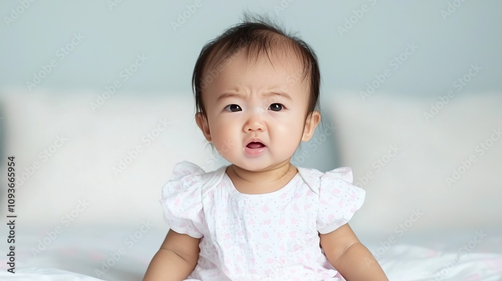 Beauty girl sad & cry tears concept. Little Asian Baby Girl Sitting and Crying Beauty girl sad & cry tears concept. Little Asian Baby Girl Sitting and Crying