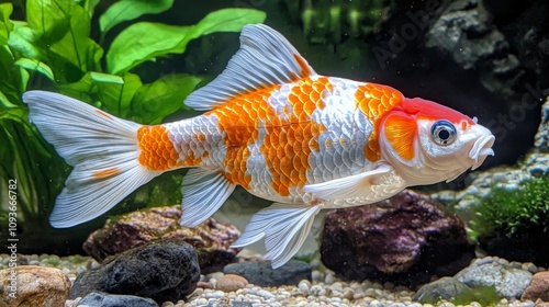 Colorful Koi Fish Swimming in a Freshwater Aquarium photo