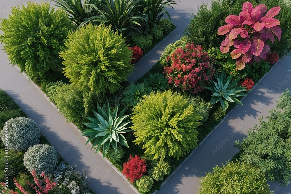 Dynamic 3D Visualization of Lush Flora and Greenery from Top-Down and Diagonal Angles for Landscape Design and Botanical Renderings Dynamic 3D Visualization of Lush Flora and Greenery from Top-Down and Diagonal Angles for Landscape Design and Botanical Renderings