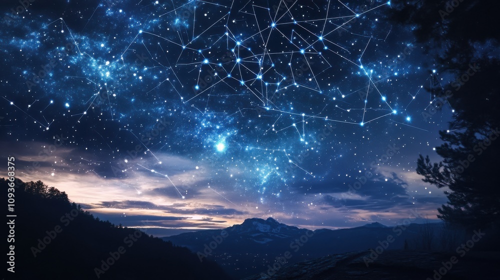 Starry night sky with constellations Starry night sky with constellations