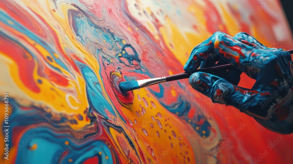 Colorful abstract painting with brush Colorful abstract painting with brush