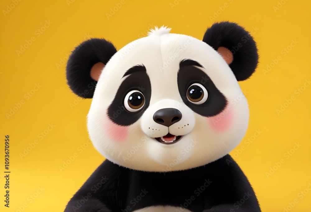 a cartoon panda bear with a yellow background a cartoon panda bear with a yellow background