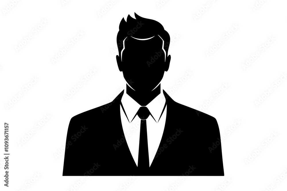 Black business man icon vector. Vector isolated on white background. business man silhouette vector illustration Black business man icon vector. Vector isolated on white background. business man silhouette vector illustration