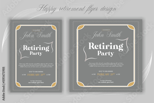 Happy retirement flyer, social media post design template eps 003