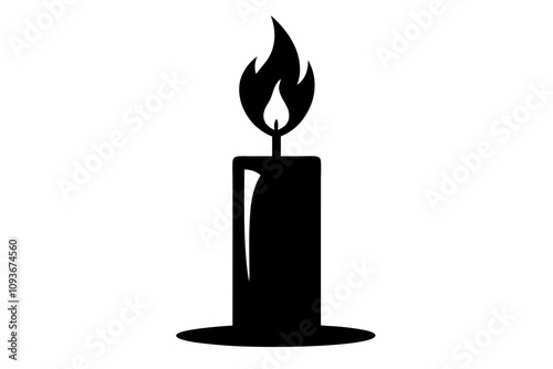 Black Candle Vector. Candle black silhouette vector art and illustration
 photo