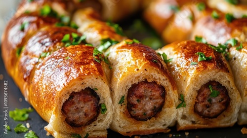 Sausage roll preparation kitchen food photography culinary environment close-up delicious recipe ideas for home cooks