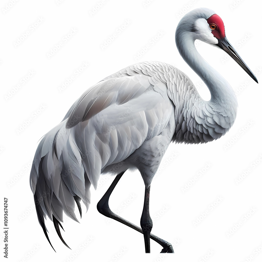 Fototapeta premium image of elegant crane bird image on white background