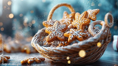 Gingerbread cookies shaped like stars and dusted with powdered sugar.