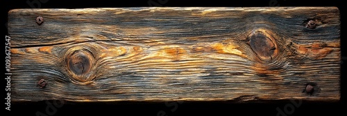 Weathered Wooden Plank with Knots and Nails photo