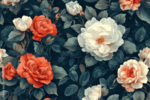 Wallpaper Mural Semaless pattern of beautiful flowers, wallpaper, background. Torontodigital.ca
