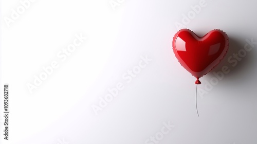 Wallpaper Mural A single bright red heart-shaped balloon floats against a clean, minimalist background with copy space. The celebration Valentine's Day holiday, symbolizing love, feelings and relationships Torontodigital.ca