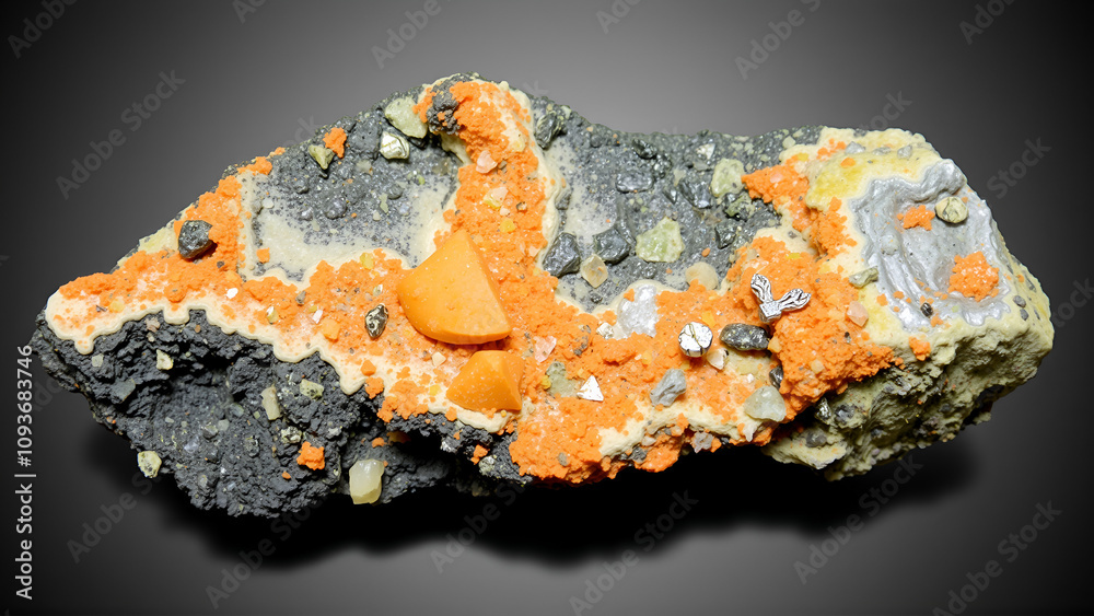 igneous andesite altered in hydrothermal alteration zone, with vein ...