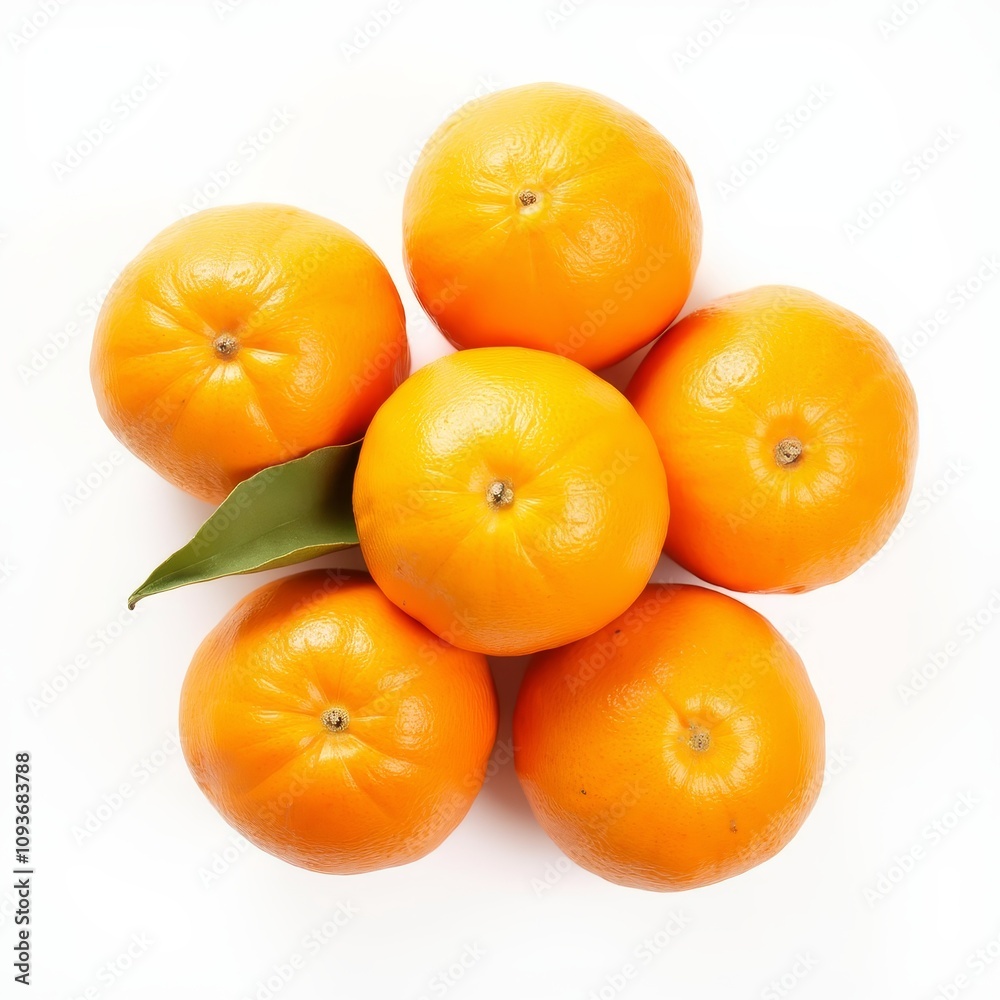 Top View of Tangerines on White Background