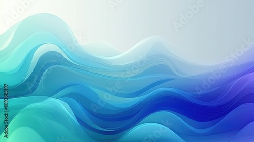 Wallpaper Mural Abstract waves in blue and green hues create a calming visual effect. Torontodigital.ca
