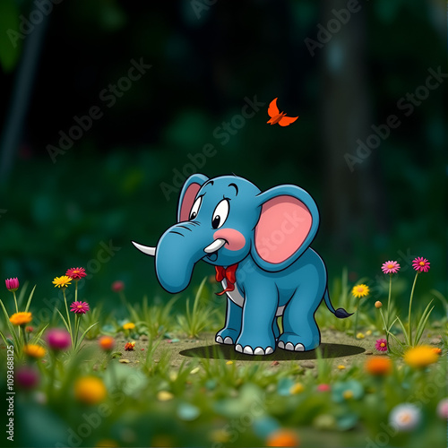 Elefante che protegge un topolino photo