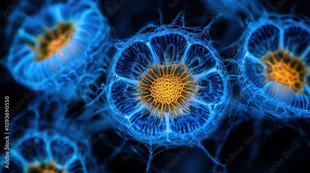 Fototapeta premium Bioluminescent Sea Creature with Intricate Webbed Structure