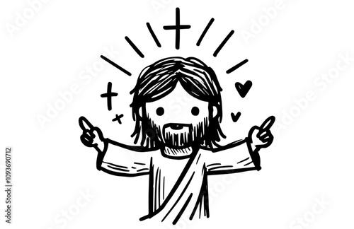 set of hand-drawn Jesus Christ character designs
