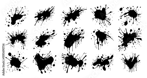 High-impact splatter patterns – versatile black vector elements