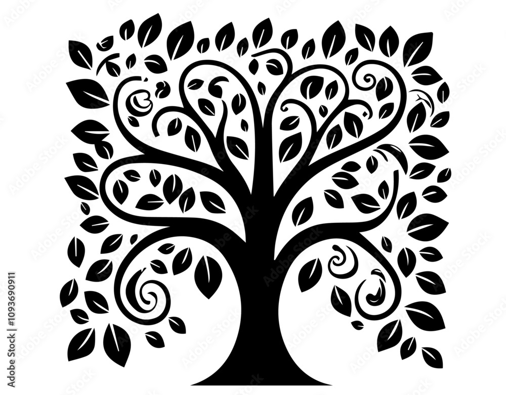 Obraz premium artistic tree compositions with detailed linework and bold shapes