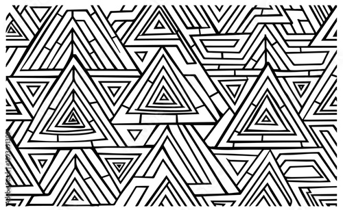 Abstract geometric pattern in line art – black vector design