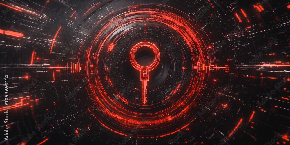 Obraz premium a digital key, digital waves with a key in the center, digital key wallpaper