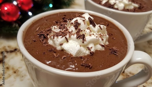 Chocolate Mousse with Whipped Cream and Chocolate Shavings