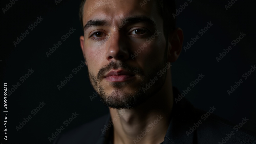 A stylish urban portrait with a man sporting neat small beard styles, highlighted by dramatic lighting that emphasizes his look. A stylish urban portrait with a man sporting neat small beard styles, highlighted by dramatic lighting that emphasizes his look.