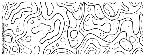 Tableau sur toile artistic wavy line composition in black and white patter