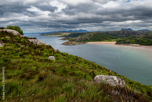 Rural Landscape With View Over Gruinard Bay And Beach At The Coast Of The Highlands In Scotland, UK photo