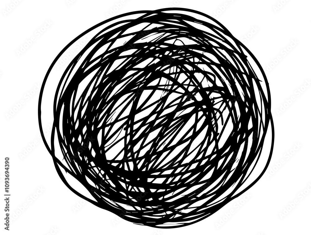 circular ink brush stroke in minimalist black vector art