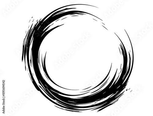 Abstract round grunge frame – black artistic circle vector illustration