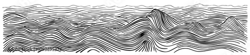 Dynamic wave patterns – hand-drawn ocean and sea line art black vector set