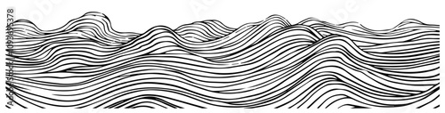 Monochrome ocean-inspired wave illustrations – artistic black line art design