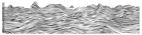 Hand-drawn ocean waves illustration – detailed black vector line art design