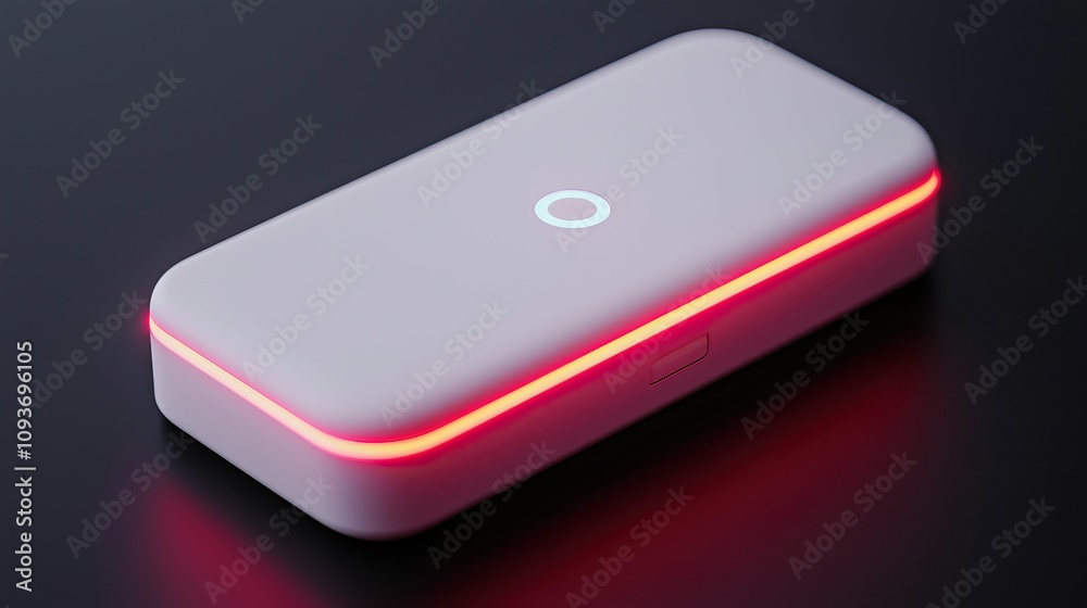 music player audio and interactive concept, A sleek, modern device with a glowing red strip, placed on a dark surface, suggesting advanced technology or gadgetry. music player audio and interactive concept, A sleek, modern device with a glowing red strip, placed on a dark surface, suggesting advanced technology or gadgetry.