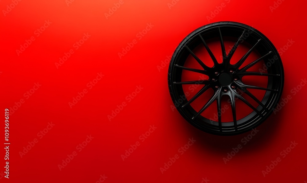 Black Rim on a Red Background Black Rim on a Red Background