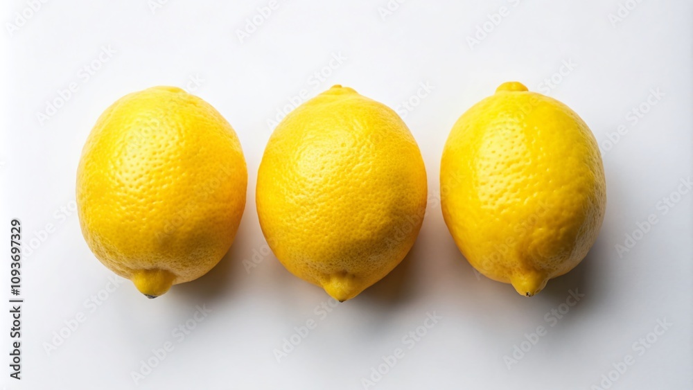 Three Yellow Lemons Isolated on a White Background – A Fresh and Vibrant Symbol of Citrus Fruits Perfect for Culinary and Health-Related Designs Three Yellow Lemons Isolated on a White Background – A Fresh and Vibrant Symbol of Citrus Fruits Perfect for Culinary and Health-Related Designs