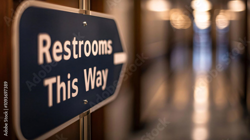 Restrooms This Way Sign