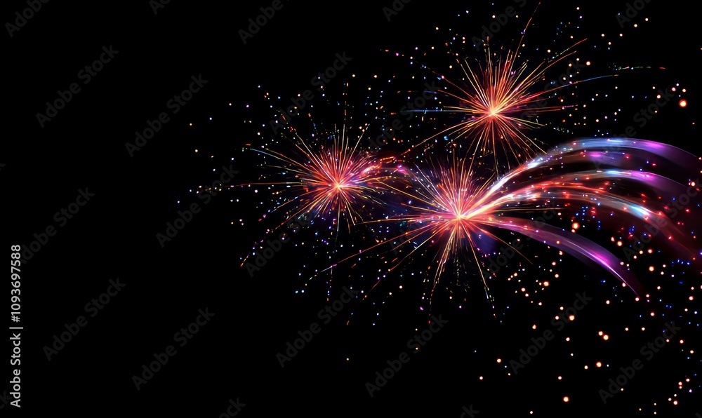 Naklejka premium Vibrant Fireworks Bursting in the Night Sky for Celebrations and Events