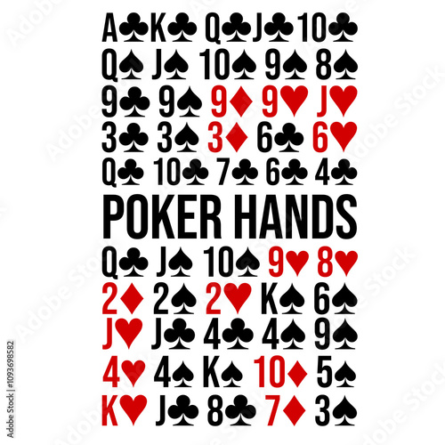 Poker Hands Terms Typographic Illustration