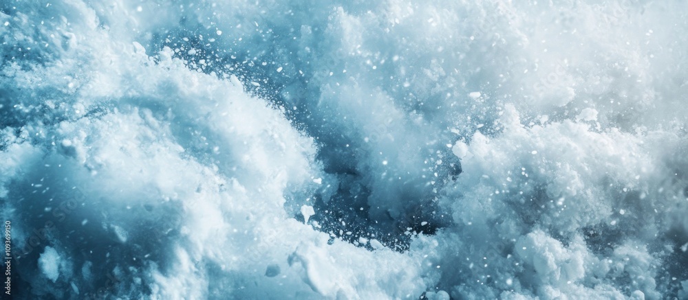 Abstract Close-Up of Snow Falling on a Blue Background Abstract Close-Up of Snow Falling on a Blue Background