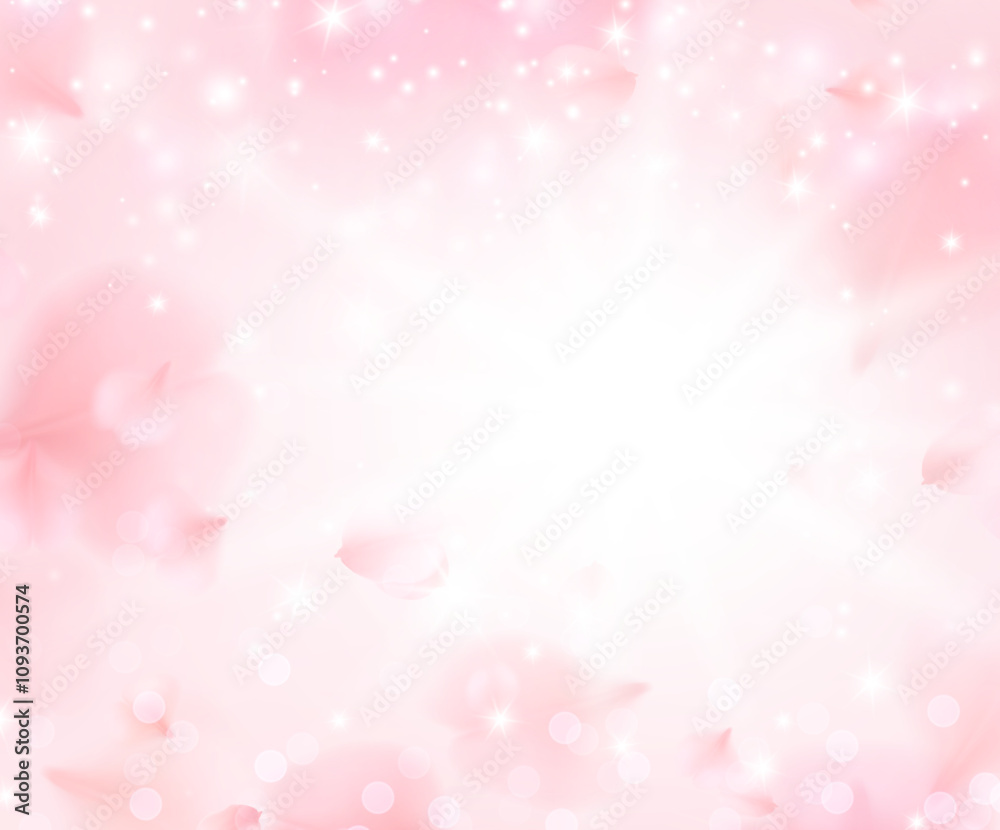 Petals of pink rose spa background. Floral pattern, flying sakura effect, cherry flower elements for romantic banner design. Spring blossom concept