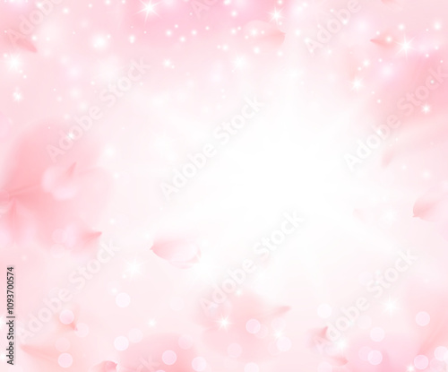 Petals of pink rose spa background. Floral pattern, flying sakura effect, cherry flower elements for romantic banner design. Spring blossom concept