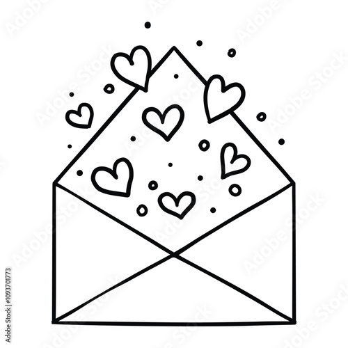 Paper envelope, letter. Sealed envelope isolated on white background. Vector illustration in sketch style.